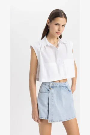 DeFacto Crop Poplin Short Sleeve Shirt