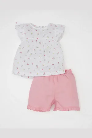 DeFacto Baby Girl Floral Short Sleeve Blouse Shorts 2 Piece Set