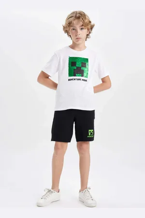 DeFacto Boy Minecraft Short Sleeve T-Shirt Shorts 2 Piece Set