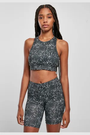 Urban classics Dámská sportovní podprsenka Tie Dye černo/bílá