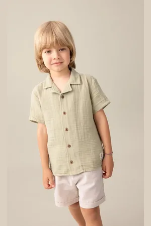 DeFacto Baby Boy Open Collar Muslin Short Sleeve Shirt