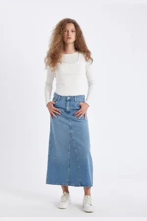 DeFacto Fashion Fit Pocketed Maxi Jean Skirt