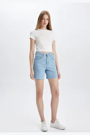 DeFacto High Waist Cut Out Jean Shorts