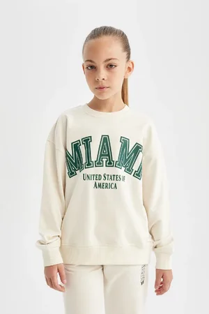 DeFacto Girl Relax Fit Crew Neck Printed School Sweatshirt