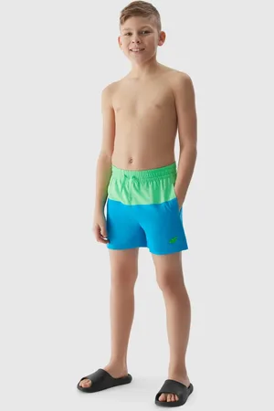 4F Chlapecké plážové šortky typu boardshorts - modré