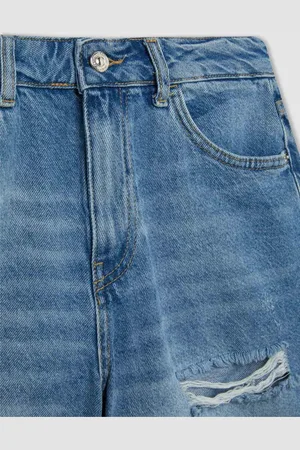 DeFacto Boyfriend High Waist Fold-Ankle Jean Shorts