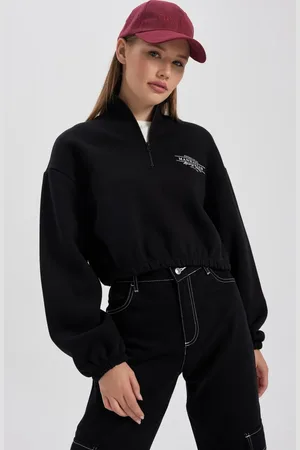 DeFacto Cool Crop Half Zipper Thick Sweatshirt