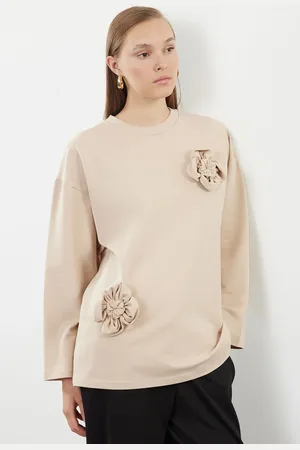 Trendyol Beige Rose Detailed Knitted Tunic