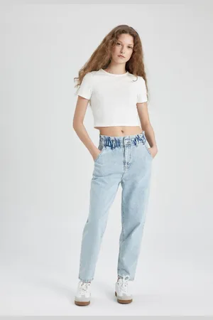 DeFacto Paperbag High Waist Relaxed Leg Ankle Length Jeans