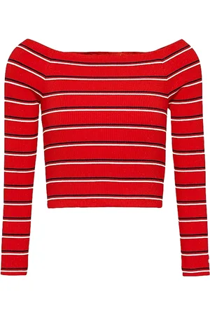 Tommy Hilfiger Tommy Jeans Top - TJW SKINNY OFF SHOULDER STRIPE red