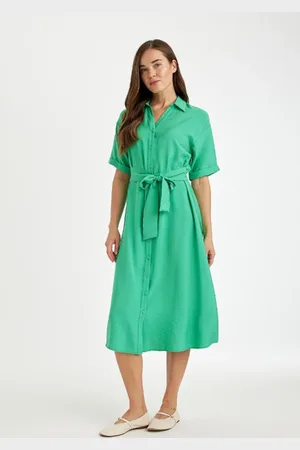DeFacto Traditional Regular Fit Shirt Collar Short Sleeve Dress