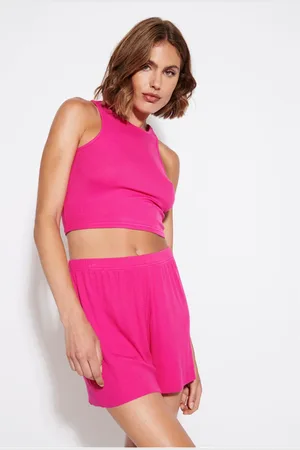 ONLY Tmavě růžové dámské crop top tílko Belia - Dámské