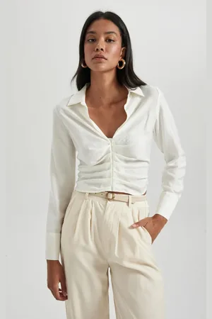 DeFacto Fitted V-Neck Long Sleeve Blouse
