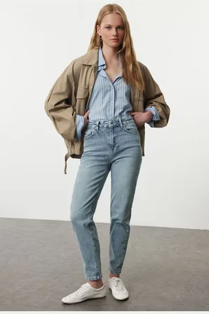 Trendyol Light Blue Normal Waist Slim Mom Jeans