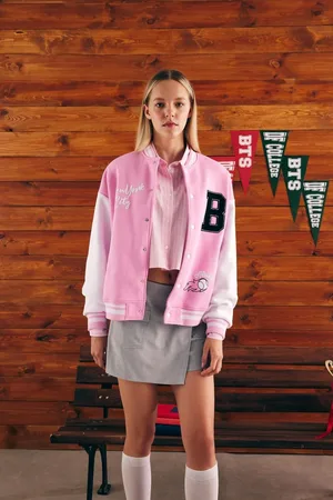 DeFacto Cool Oversize Fit Crew Neck Back Printed Bomber Jacket