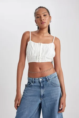 DeFacto V Neck Strappy Crop Blouse