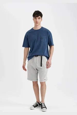DeFacto Oversize Wide Pattern Washed Faded Effect Pocket Straight Leg Shorts