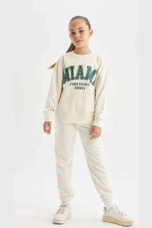 DeFacto Girls Printed Elastic Waist Leg Pocket Jogger School Sweatpants