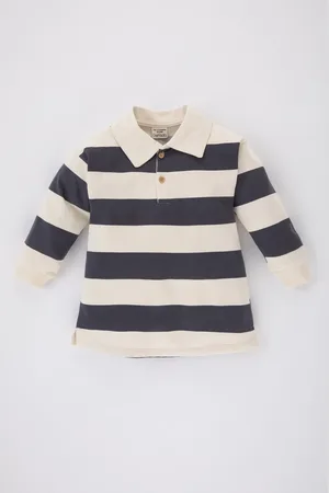 DeFacto Baby Girl Polo Neck Striped Long Sleeve Dress
