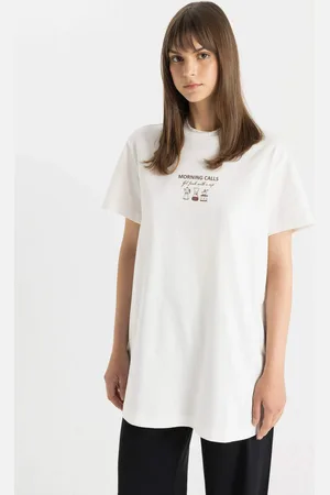 DeFacto Regular Fit Crew Neck Printed Short Sleeve Tunic