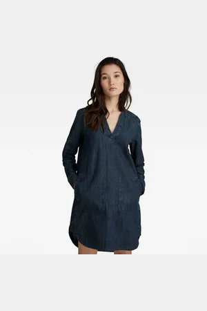 G-Star G-STAR Dress - Millery V neck shirt dress l\s blue