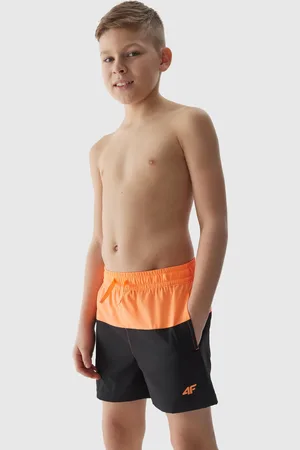 4F Chlapecké plážové šortky typu boardshorts - oranžové