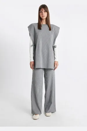 DeFacto Relax Fit Knitted Trousers Elastic Waist Basic Plain Wide Leg
