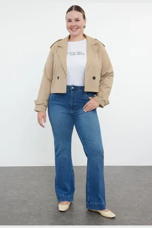 Trendyol Curve Blue High Waist Flare Leg Plus Size Jeans