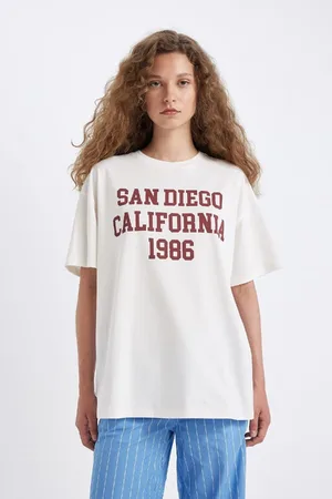 DeFacto Oversize Wide Pattern Crew Neck Printed Short Sleeve T-Shirt