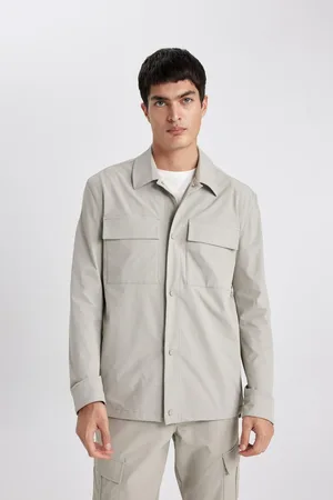 DeFacto Regular Fit Polo Collar Snap Closure Pocket Shirt Jacket