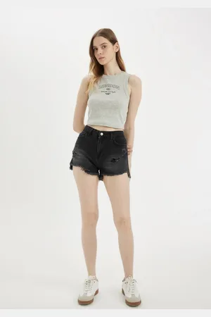 DeFacto High Waist Cut-Out Jean Shorts