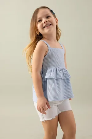 DeFacto Baby Girl Square Neck Striped Poplin Strap Blouse