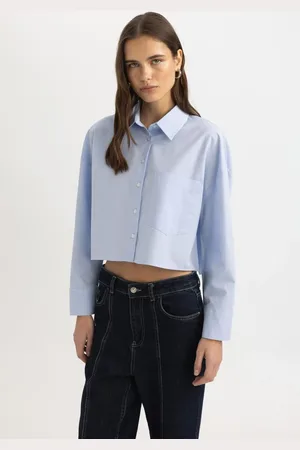 DeFacto Crop Oxford Long Sleeve Shirt