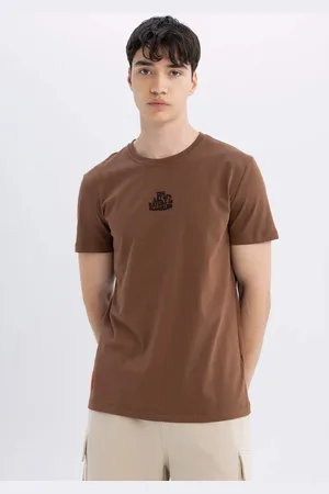 DeFacto Slim Fit Crew Neck Printed Organic Cotton T-Shirt