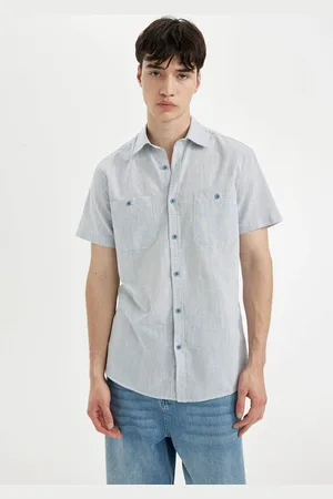 DeFacto Slim Fit Cotton Striped Short Sleeve Shirt