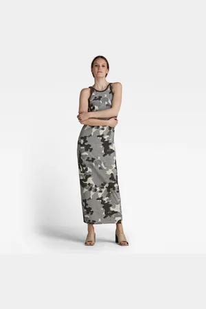 G-Star G-STAR Dress - AOP maxi tank top dress brown