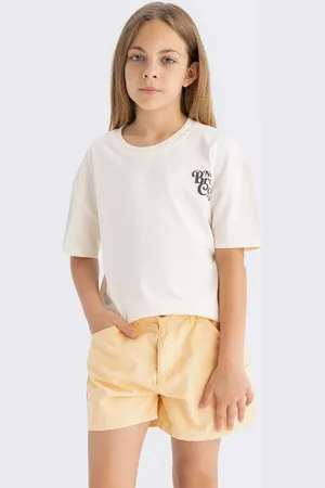 DeFacto Girl Relax Fit Crew Neck Text Printed Short Sleeve T-Shirt