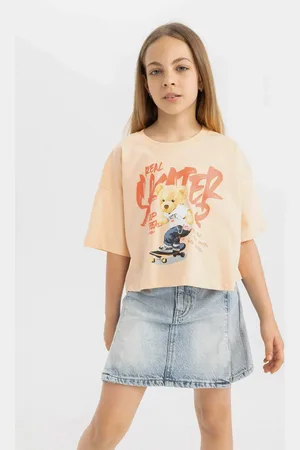 DeFacto Girl Crew Neck Printed Short Sleeve T-Shirt