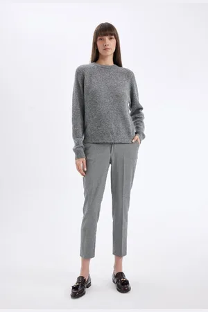 DeFacto Classic Chino Trousers High Waist Pocket Straight Leg