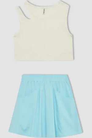 DeFacto Girl 2-Piece Set Bike Collar Basic Plain Athlete Skirt