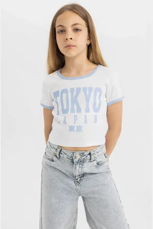 DeFacto Girl Crew Neck Printed Short Sleeve T-Shirt