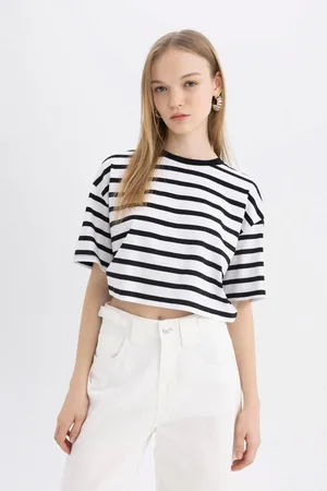 DeFacto Cool Fitted Striped Short Sleeve T-Shirt