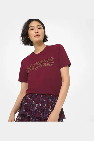 Michael Kors T-shirt - KORS STUDDED TEE burgundy