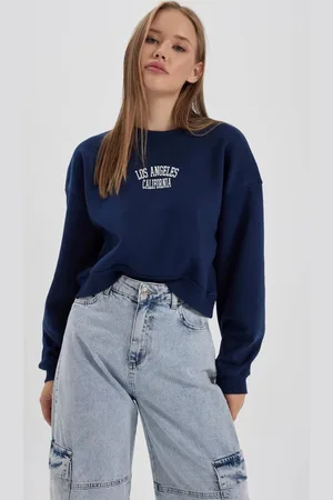 DeFacto Cool Oversize Wide Pattern Crew Neck Printed Thick Sweatshirt