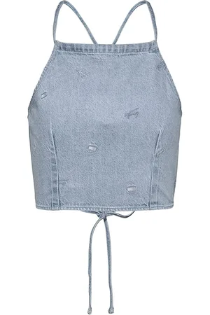 Tommy Hilfiger Tommy Jeans Top - TJW DENIM CRITTER TIE BACK TOP blue