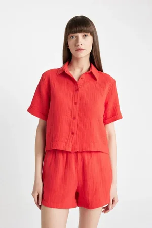 DeFacto Boxy Fit Muslin Short Sleeve Shirt