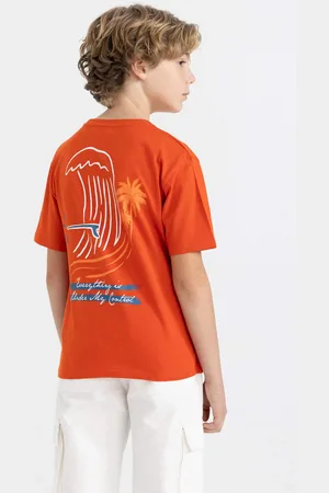 DeFacto Boy Crew Neck Back Printed Short Sleeve T-Shirt