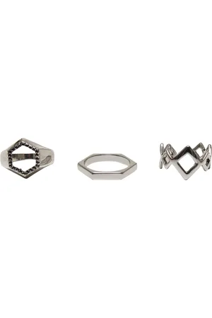 Urban classics Grafický prsten 3-Pack - stříbrné barvy
