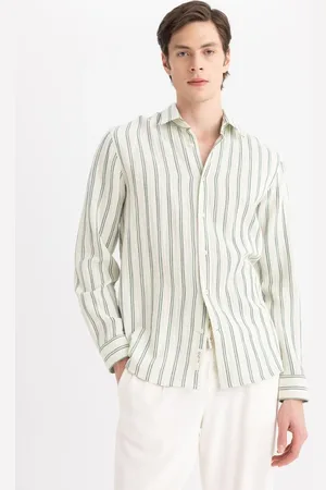 DeFacto Regular Fit Polo Neck Long Sleeve Striped Shirt