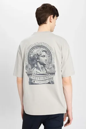 DeFacto Oversize Fit Crew Neck Back Printed Short Sleeve T-Shirt